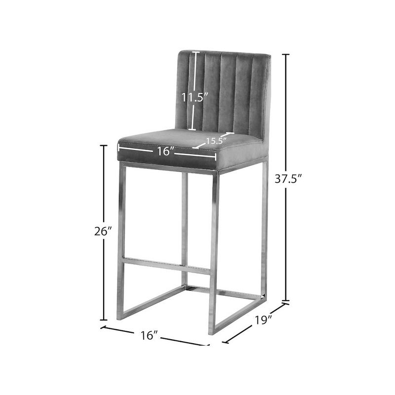 Meridian Furniture,Giselle Grey Velvet Stool