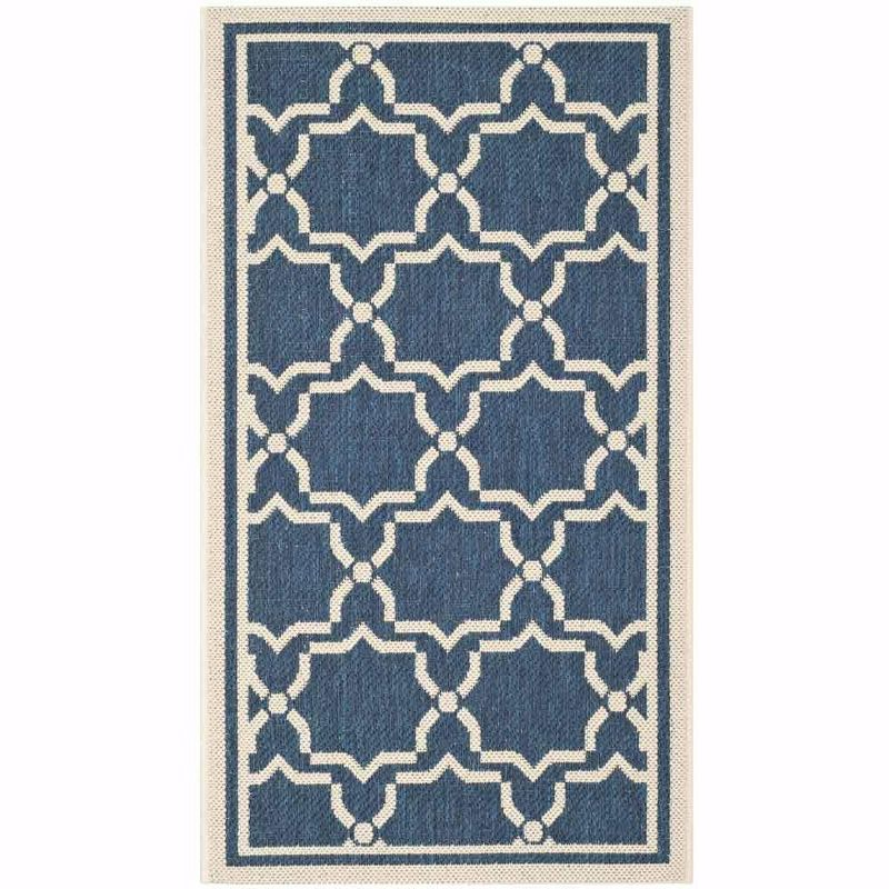 Courtyard CY6916 Power Loomed Indoor and Outdoor Accent Rug - Navy/Beige - 2'7"x5' - Safavieh