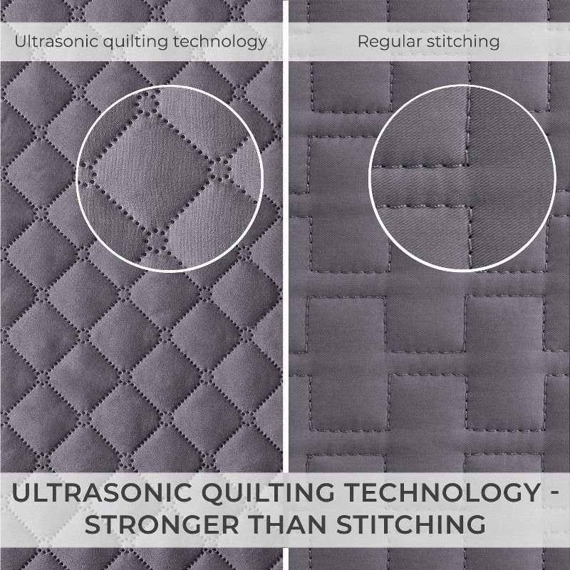 Mellanni Ultrasonic Quilted Coverlet Set, Twin, Rosette Gray, 2 Piece