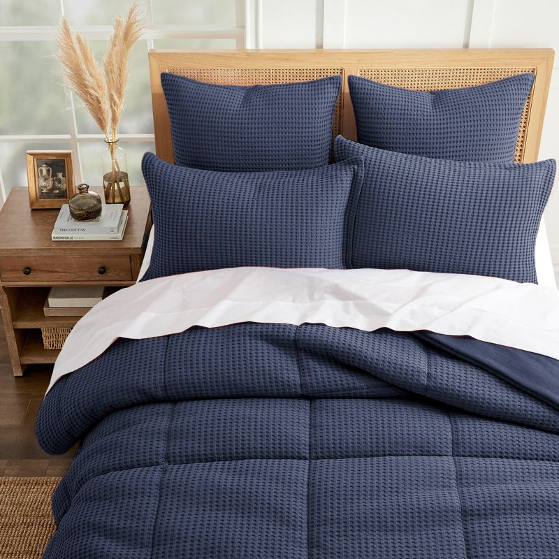Mills Waffle Navy Twin Comforter Set - Levtex Home