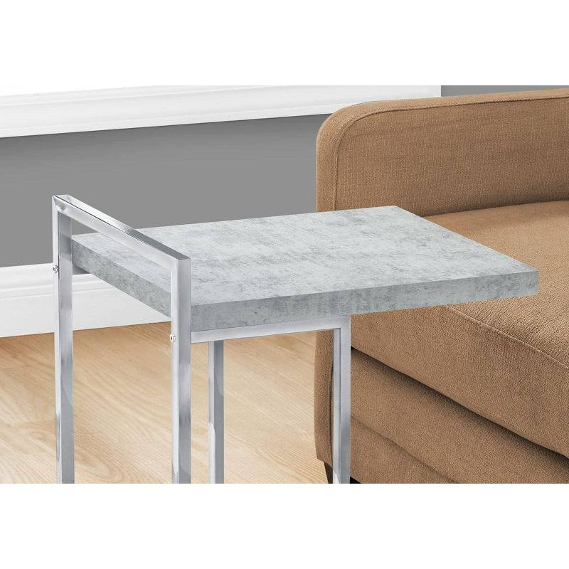 Monarch Specialties Accent Table C-Shaped End Side Snack Living Room Bedroom Metal Laminate Grey Chrome Contemporary Modern