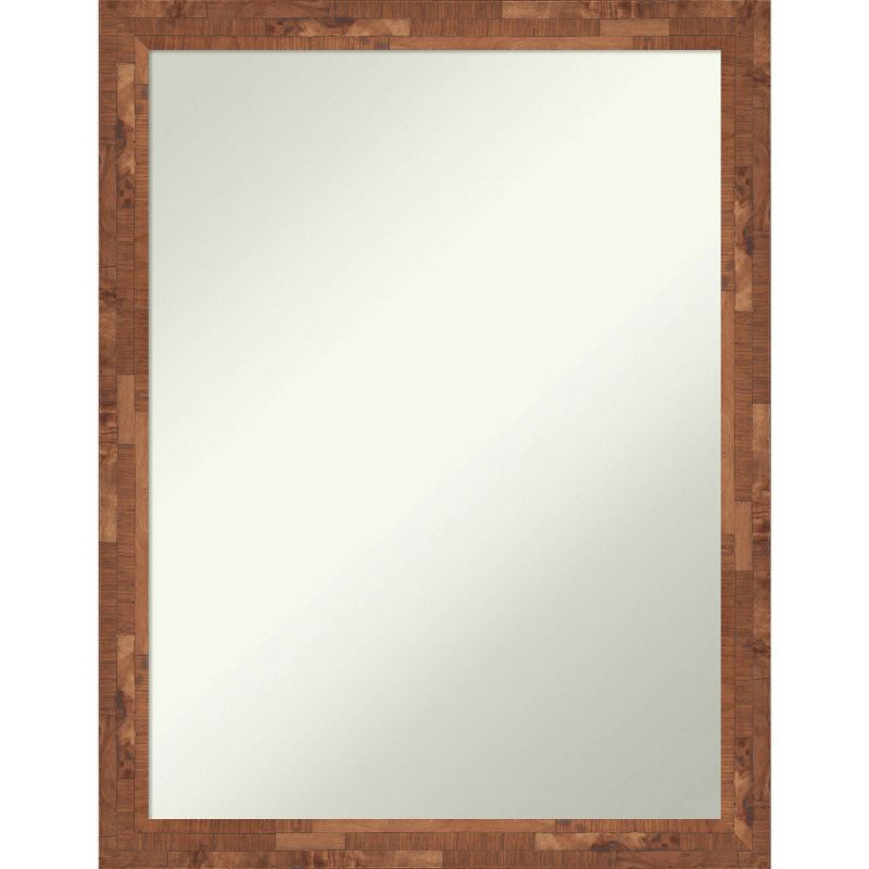 21" x 27" Non-Beveled Fresco Wood Bathroom Wall Mirror Light Pecan Brown - Amanti Art: Includes Mounting Hardware