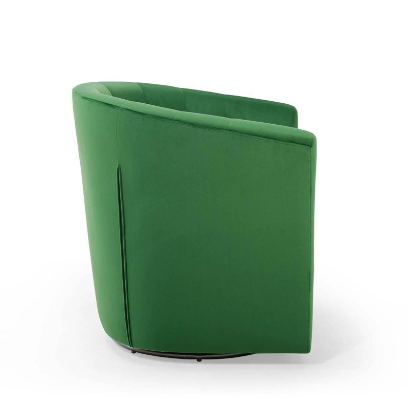 Modway Prospect Tufted Performance Velvet Swivel Armchair Emerald : Luxurious Upholstered Accent Chair with Wood Frame
