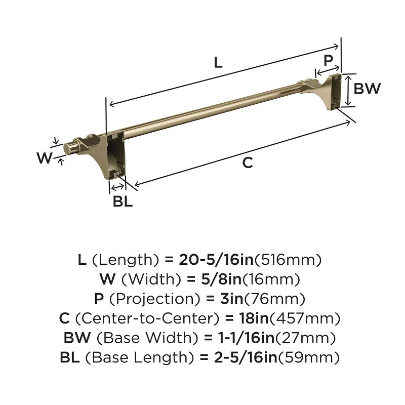 Amerock Davenport Golden Champagne 18 inch (457mm) Towel Bar