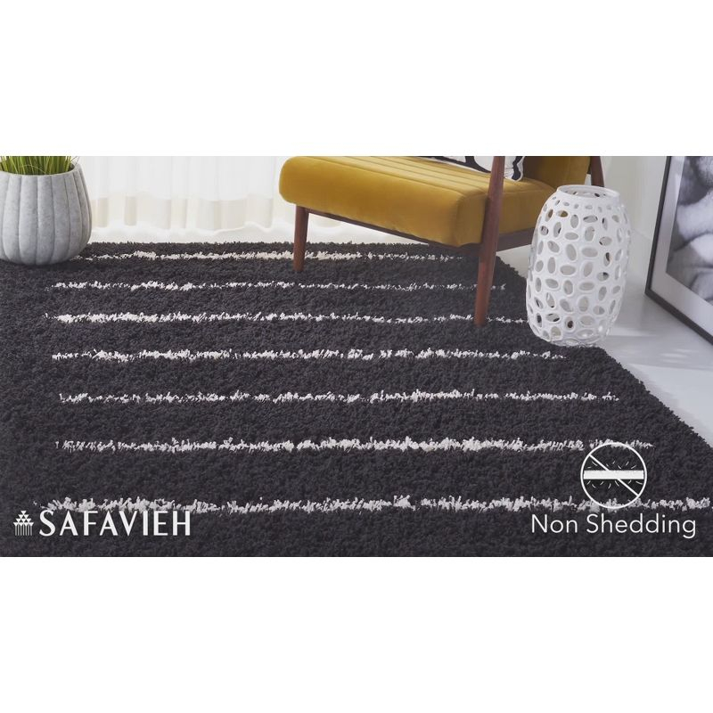 Venus Shag VNS604 Power Loomed Area Rug - Ivory/Dark Grey - 6'7"x6'7" - Safavieh.