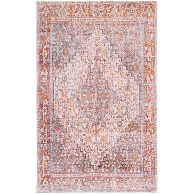 Tucson TSN166 Power Loomed Machine Washable Area Rug - Beige/Rust - 5'x8' - Safavieh.