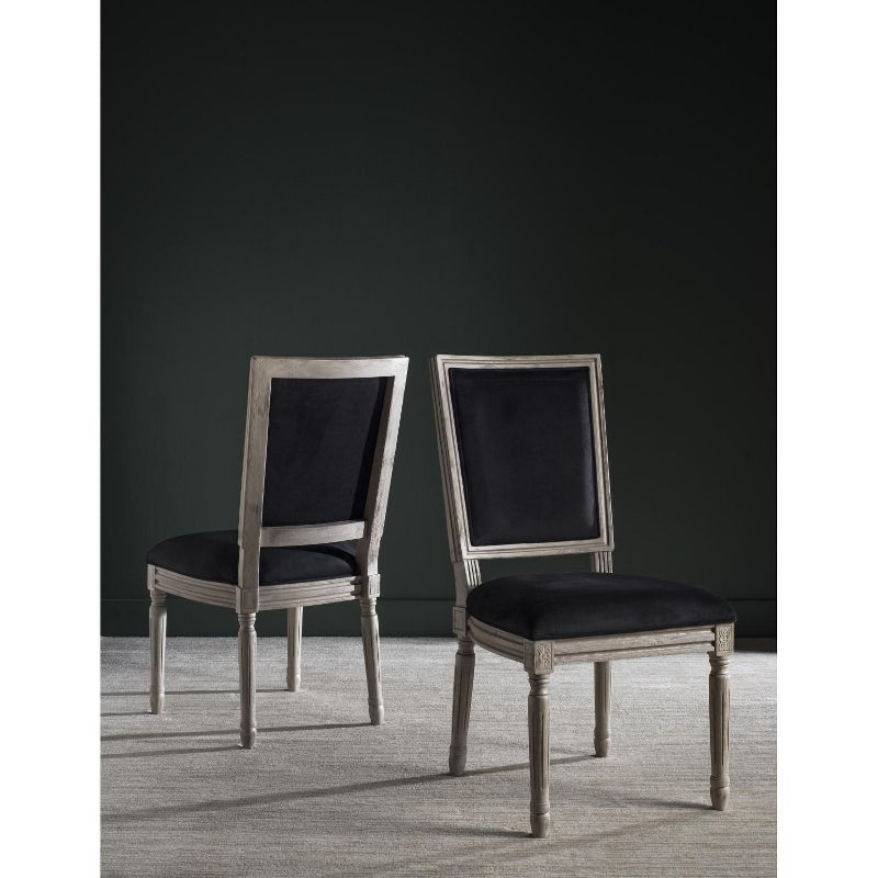 Buchanan 19" H French Brasserie Rectangle Side Chair (Set of 2) - FOX6229 - Black/Rustic Grey - Safavieh Couture
