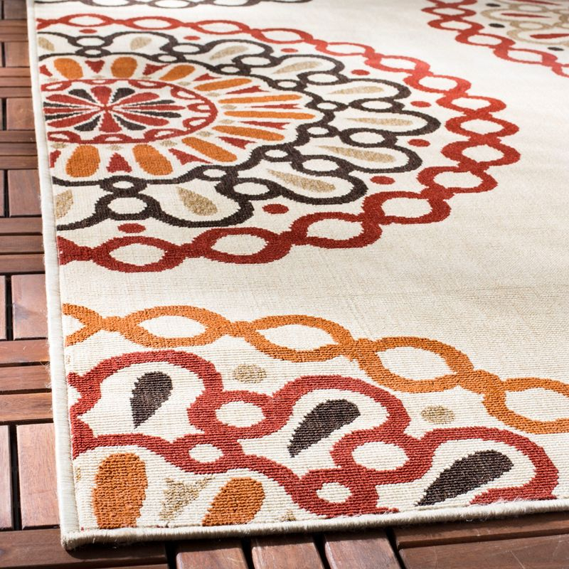 Veranda VER092 Power Loomed Indoor/Outdoor Accent Rug - Creme/Red - 2'x3'7" - Safavieh