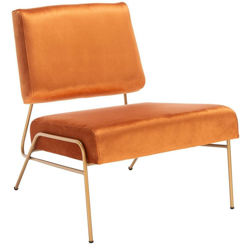 Romilly Velvet Accent Chair - Sienna/Gold - Safavieh