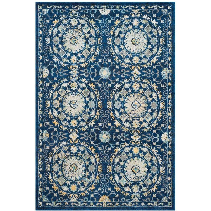 Evoke EVK252 Power Loomed Area Rug - Navy/Ivory - 5'3"x7'6" - Safavieh.
