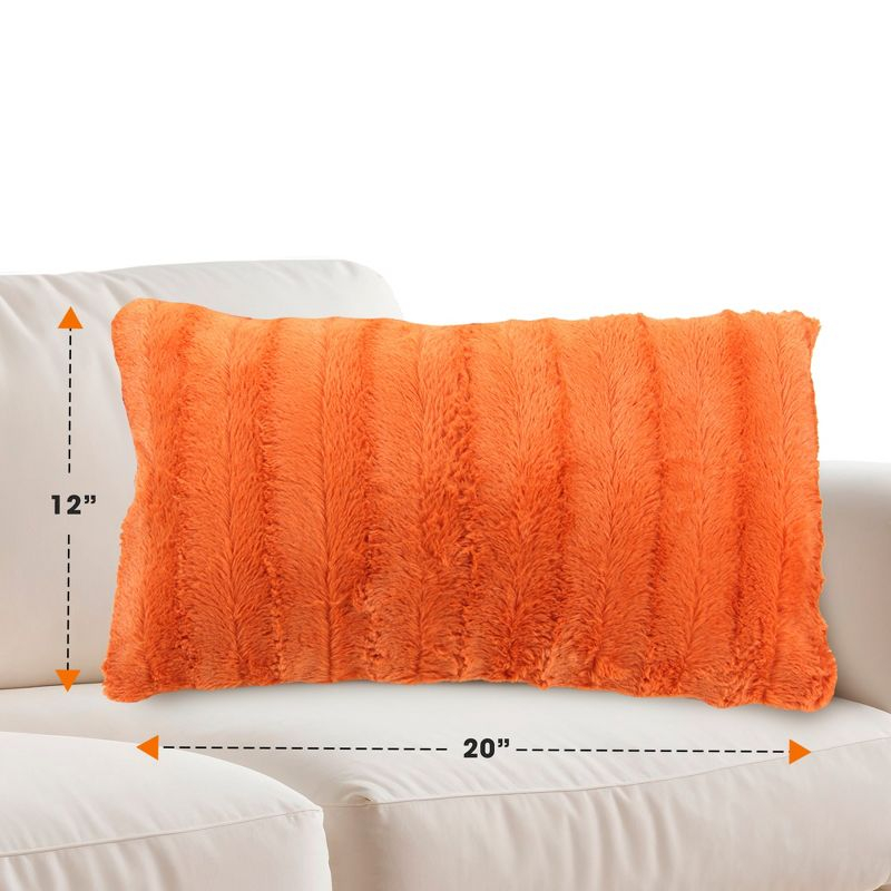 Cheer Collection Decorative Faux Fur Throw Pillow Cover - Rust, 12" x 20" (Pillowcase Only)