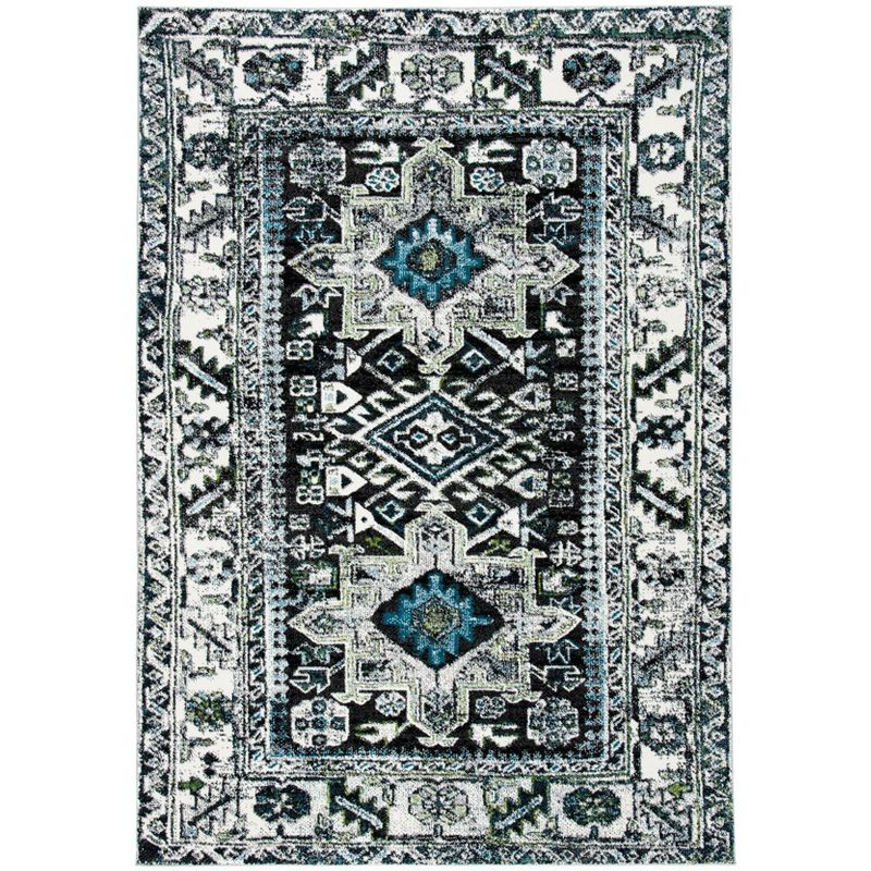 Vintage Hamadan VTH211 Power Loomed Indoor Area Rug - Dark Grey/Ivory - 5'3"x7'6" - Safavieh