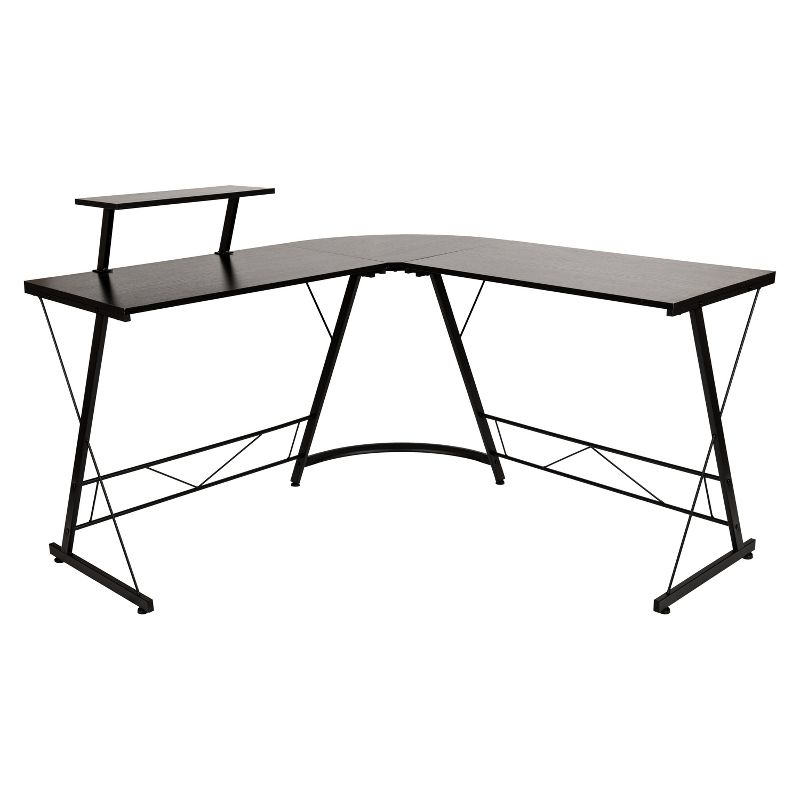 Flash Furniture L-Shaped Desk 71.5" Computer Corner Desk, Home Office Corner Desk, Gaming Desk, Space Saving, Easy to Assemble, Black/Black