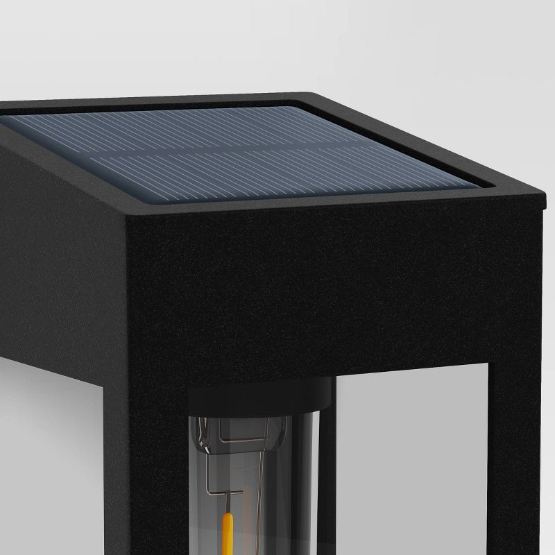 2pk Window Lantern Vintage Deck Solar LED Outdoor Path Lights Matte Black - Threshold™: Automatic Illumination, Weather-Resistant