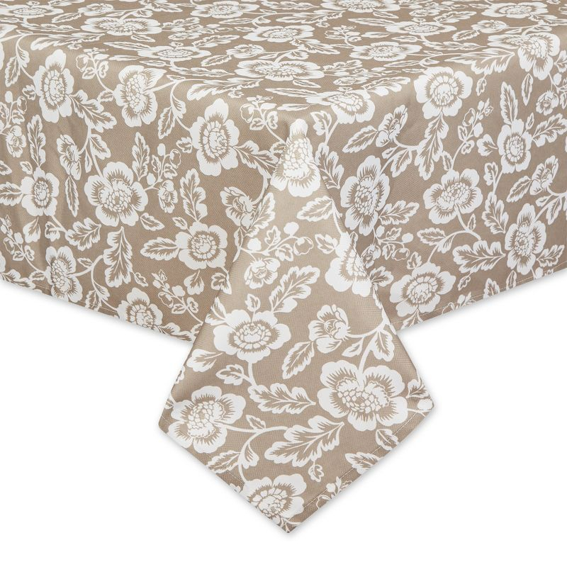 Design Imports  Stone Floral Print Outdoor Tablecloth With Zipper 60X84
