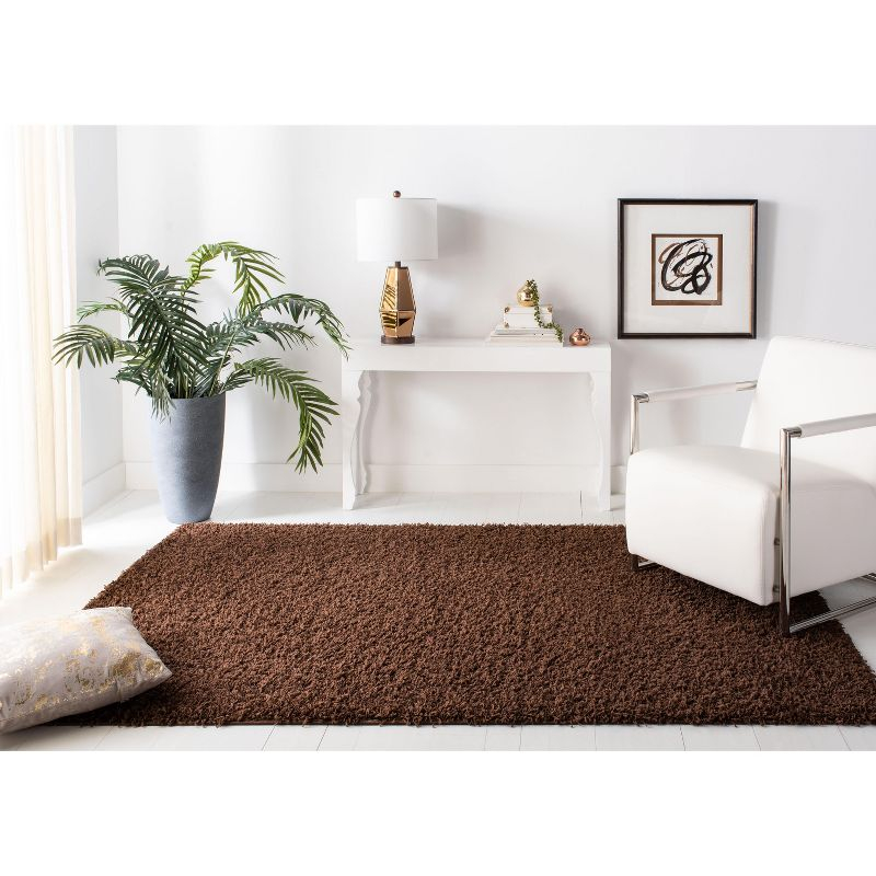 Athens Shag SGA119 Power Loomed Indoor Area Rug - Brown - 5'1"x7'6" - Safavieh