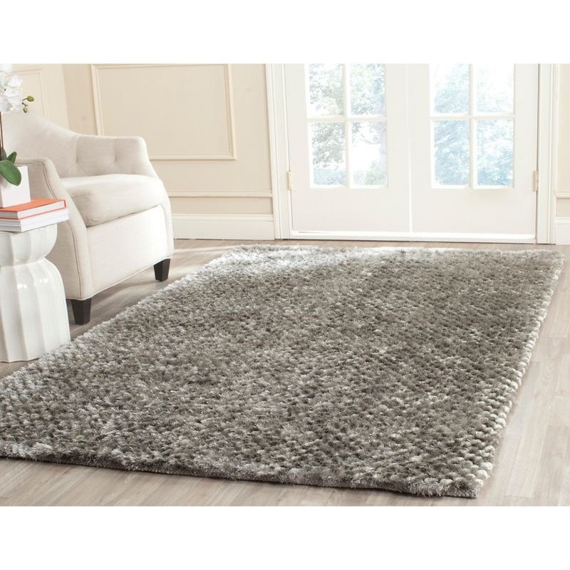 Saint Tropez Shag STS641 Hand Woven Area Rug - Silver - 5'x8' - Safavieh.