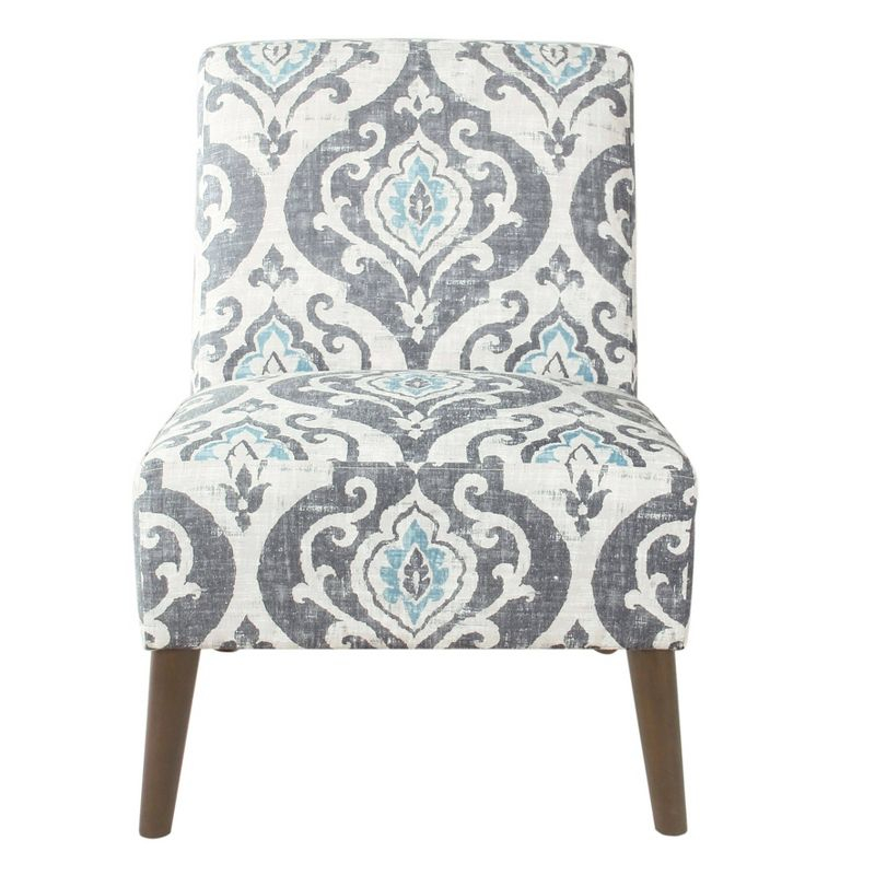 HomePop Modern Armless Accent Chair Blue: Upholstered Slipper Chair, Plywood & Hardwood Frame