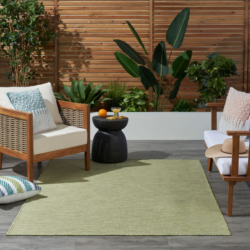 Nourison Positano Solid Flatweave Low Pile Indoor Outdoor Area Rug Green 7' x 10'