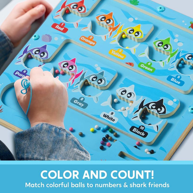 Joyfy Montessori Wooden Magnetic Maze Board for Letter, Color, Number Matching, Educational Easter Xmas Birthday Party Gift for Boys Girls Ages 3-8