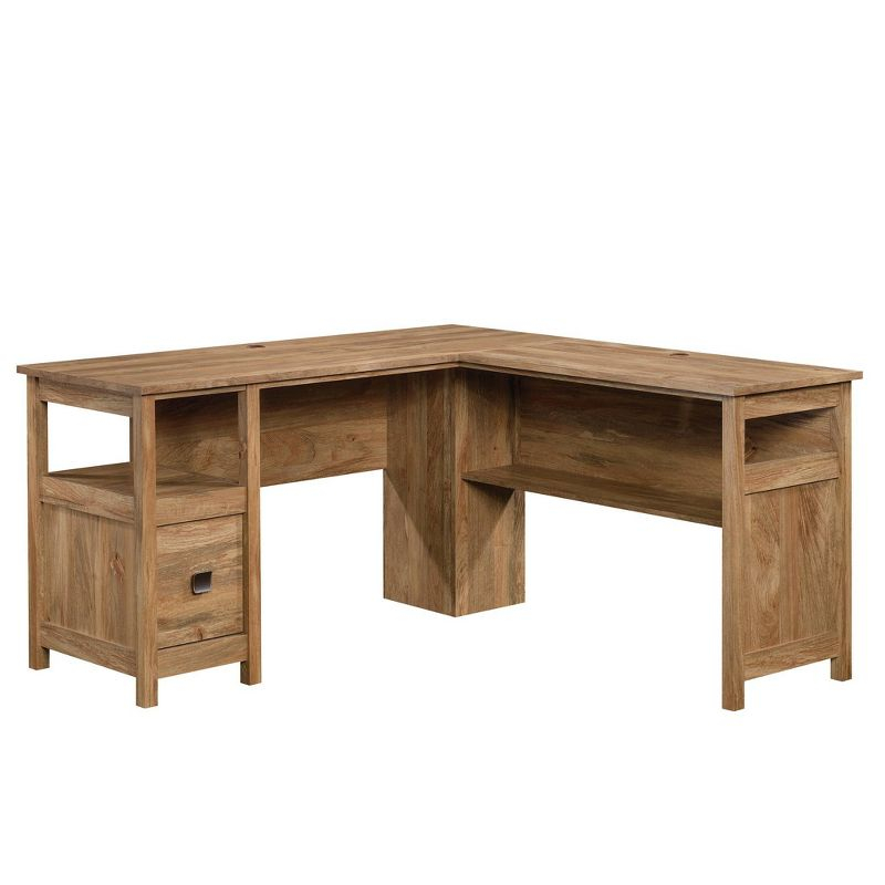 Cannery Bridge L Desk Sindoori Mango - Sauder: Mid-Century Modern Office Furniture with File Storage