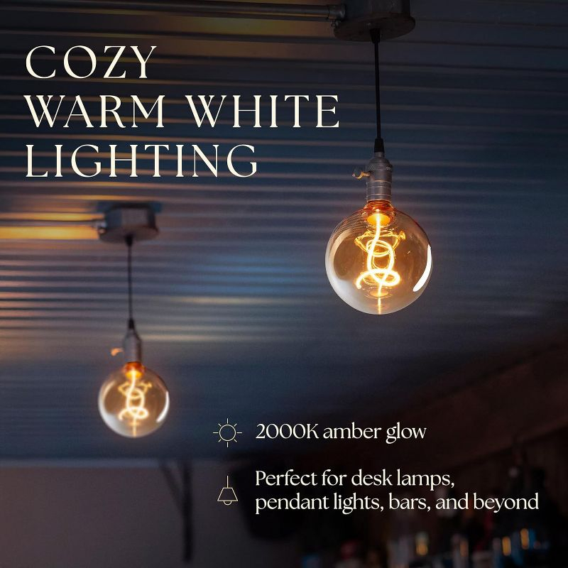 Next Glow Decorative LED Edison Bulb, Dimmable 2000K, E26, Oversized Globe