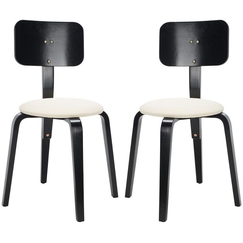 Jo Upholstered Stackable Dining Chair (Set Of 2) - Black/Creme - Safavieh