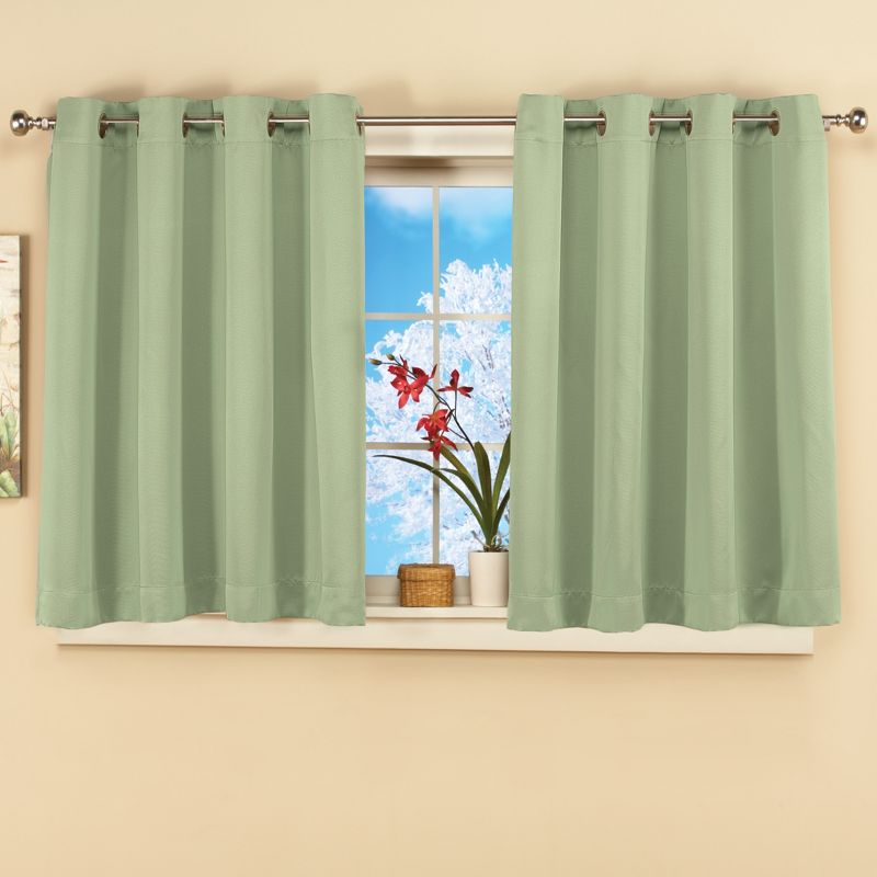 Collections Etc Short Blackout Window Curtain Panel with Easy Open-Close, Single Panel, 56" x 45" Sage Unisex