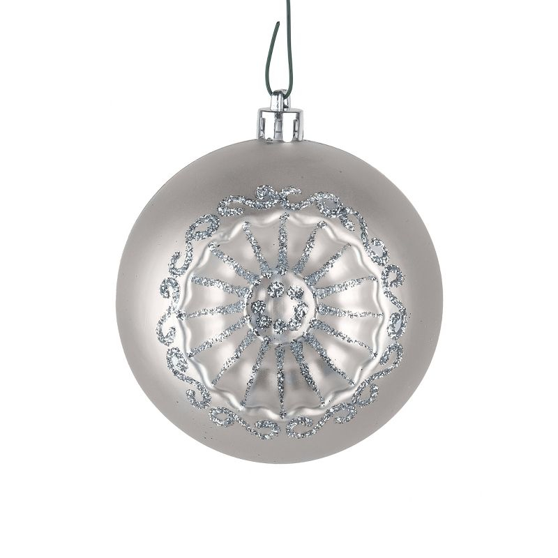 National Tree Company First Traditions Christmas Tree Ornaments, Metallic Silver with Swirls, Set of 6