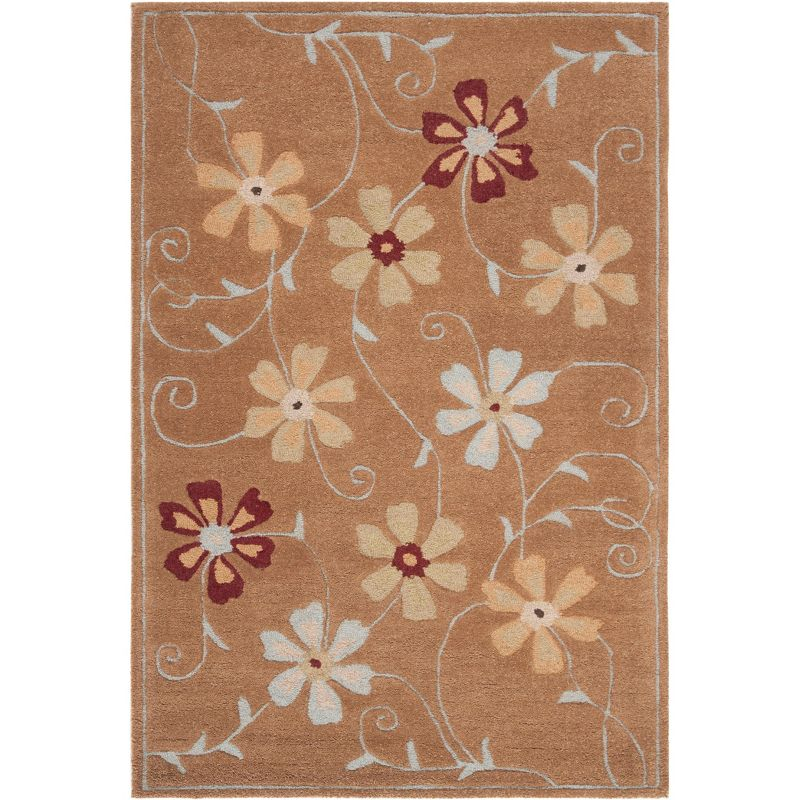 Blossom BLM784 Hand Hooked Area Rug - Camel/Multi - 4'x6' - Safavieh.