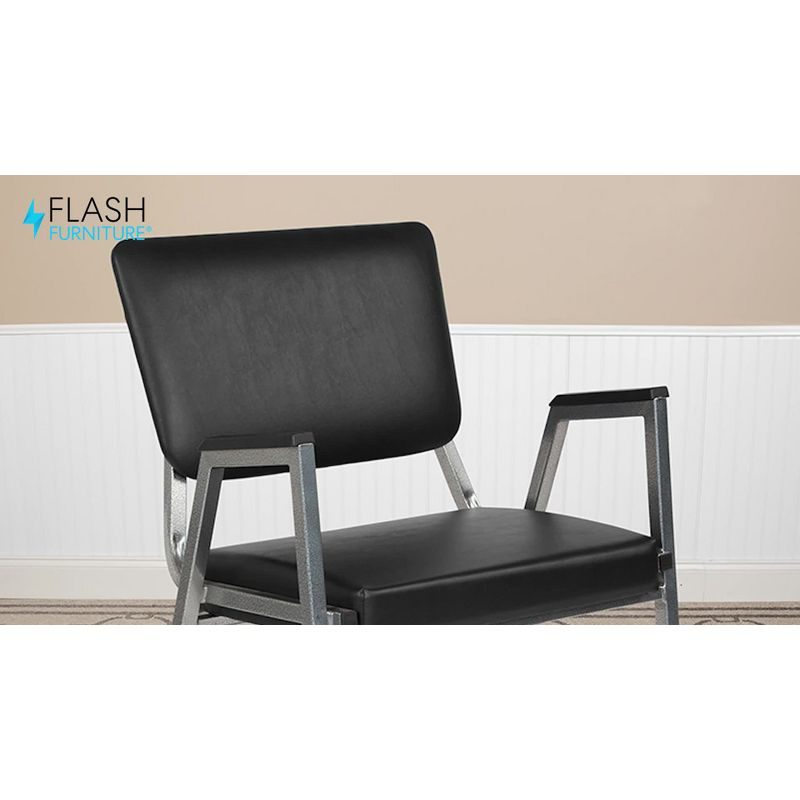 Flash Furniture HERCULES Series 1000 lb. Rated Black Antimicrobial Fabric Bariatric Medical Reception Arm Chair with 3/4 Panel Back