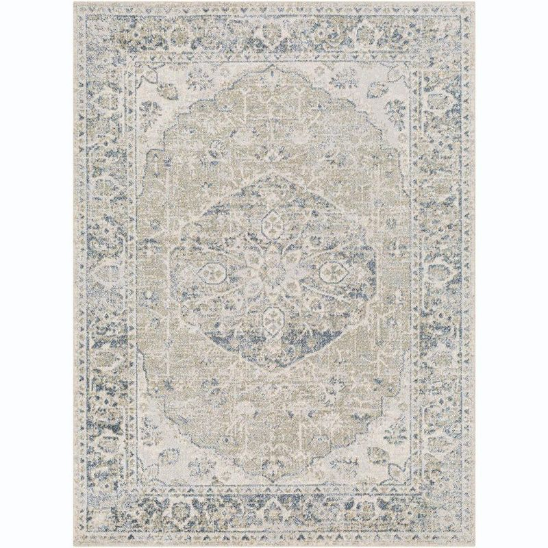 Mark & Day Edmonson 5'3"x7' Rectangle Washable Woven Indoor Area Rugs Olive/Dark Blue