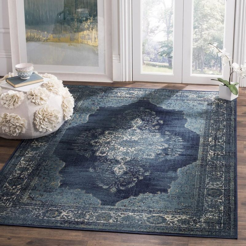 Vintage VTG122 Power Loomed Indoor Area Rug - Navy - 6'7"x9'2" - Safavieh.