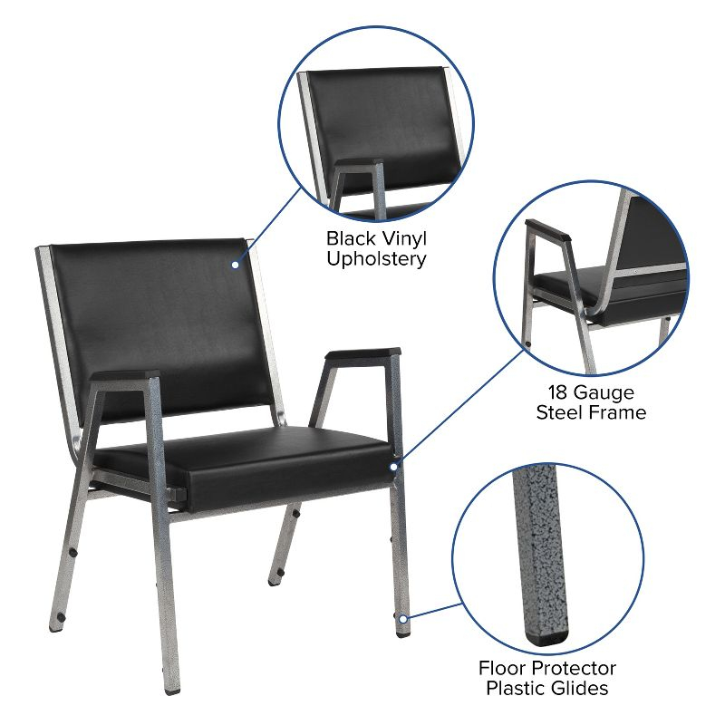 Flash Furniture HERCULES Series 1000 lb. Rated Black Antimicrobial Vinyl Bariatric Medical Reception Arm Chair