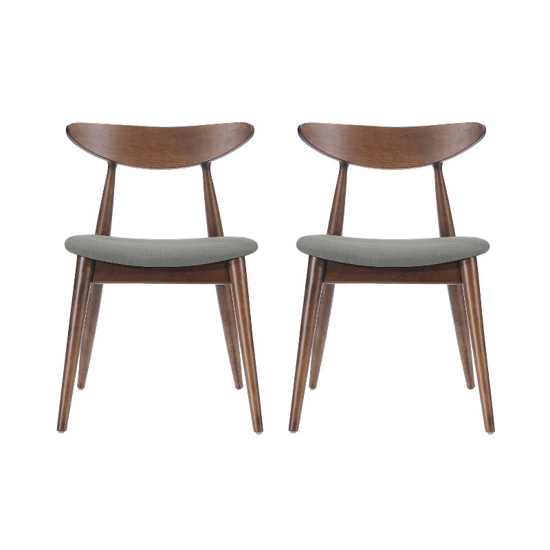Set of 2 Barron Dining Chair Light Gray - Christopher Knight Home: Mid-Century, Upholstered, Rubberwood
