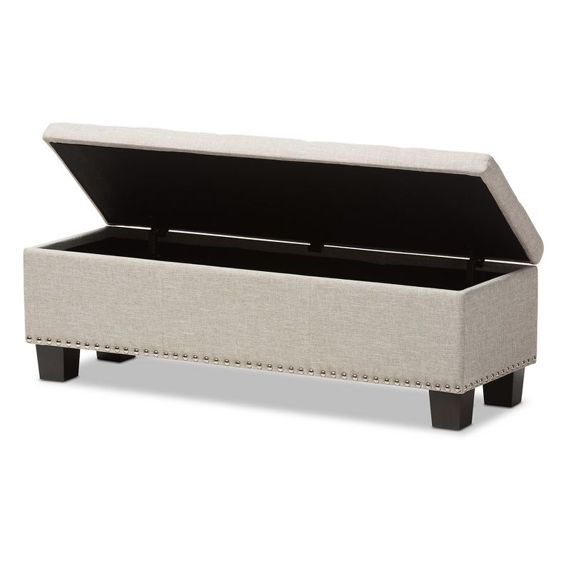 Hannah Modern and Contemporary Fabric Upholstered Button-Tufting Storage Ottoman Bench: Baxton Studio - Seating & Linen Chest