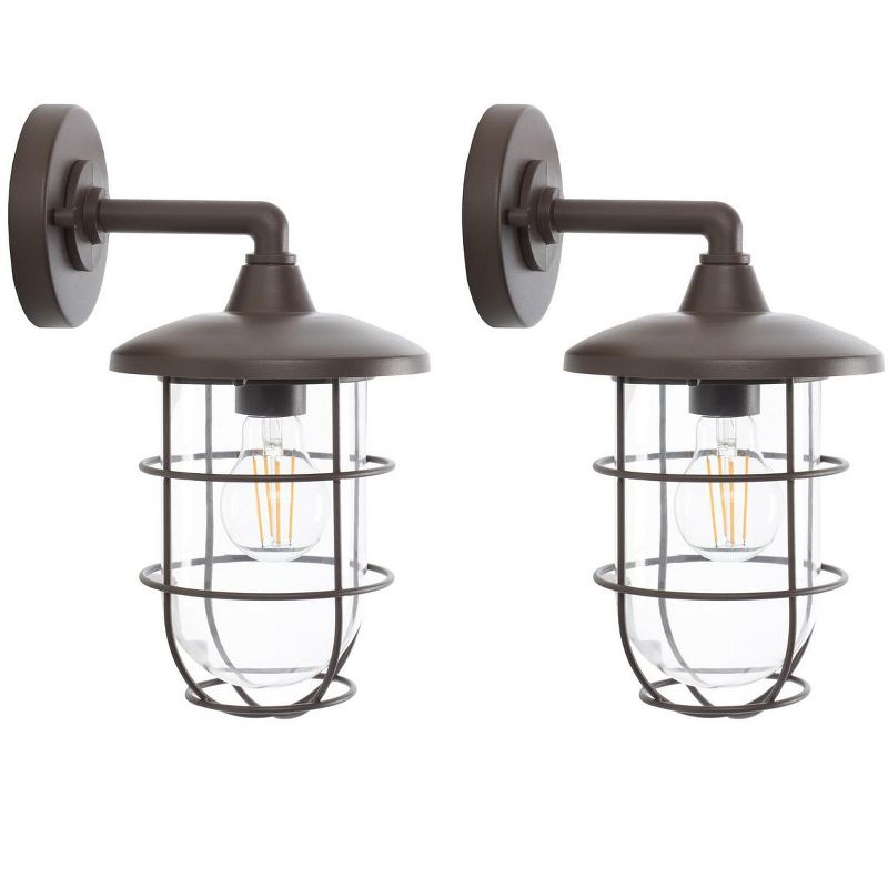 Liese 6.5" Outdoor Wall Sconce (Set of 2) - PLT7000 - Bronze - Safavieh