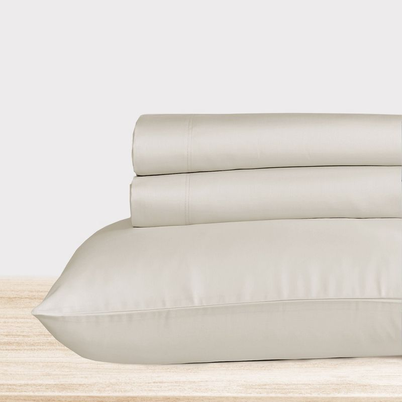 5-Star Luxury Sheet Set | 600 Thread Count 100% Cotton Sateen | Soft & Crisp Bed Sheets with Deep Pockets by California Design Den - Ivory, Twin