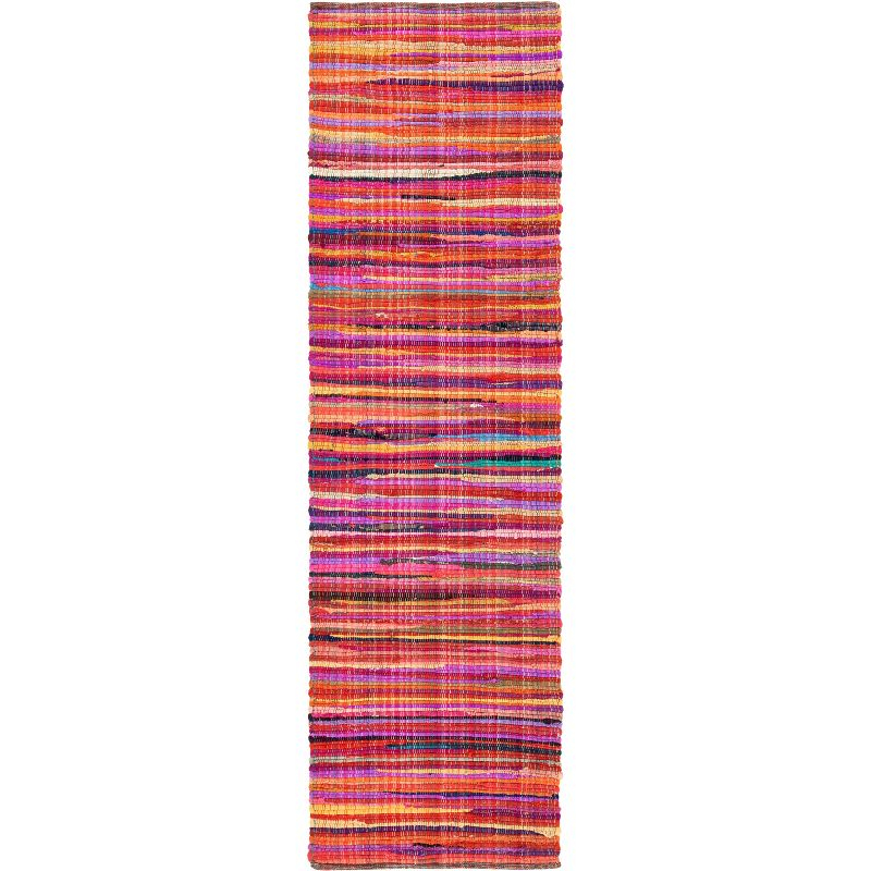 Rag Runner Rug RAR240 Hand Woven Runner Rug - Red/Multi - 2'3"x8' - Safavieh.