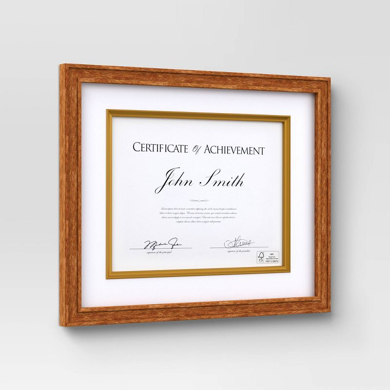 11"x14" Matted to 8.5"x11" Certificate Frame Mid-Tone Wood - Threshold™