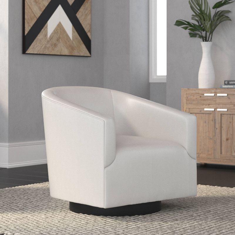 Comfort Pointe Gaven Wood Base Swivel Accent Chair Dove Gray: Faux Leather Upholstery, Foam-Filled, No Assembly Required