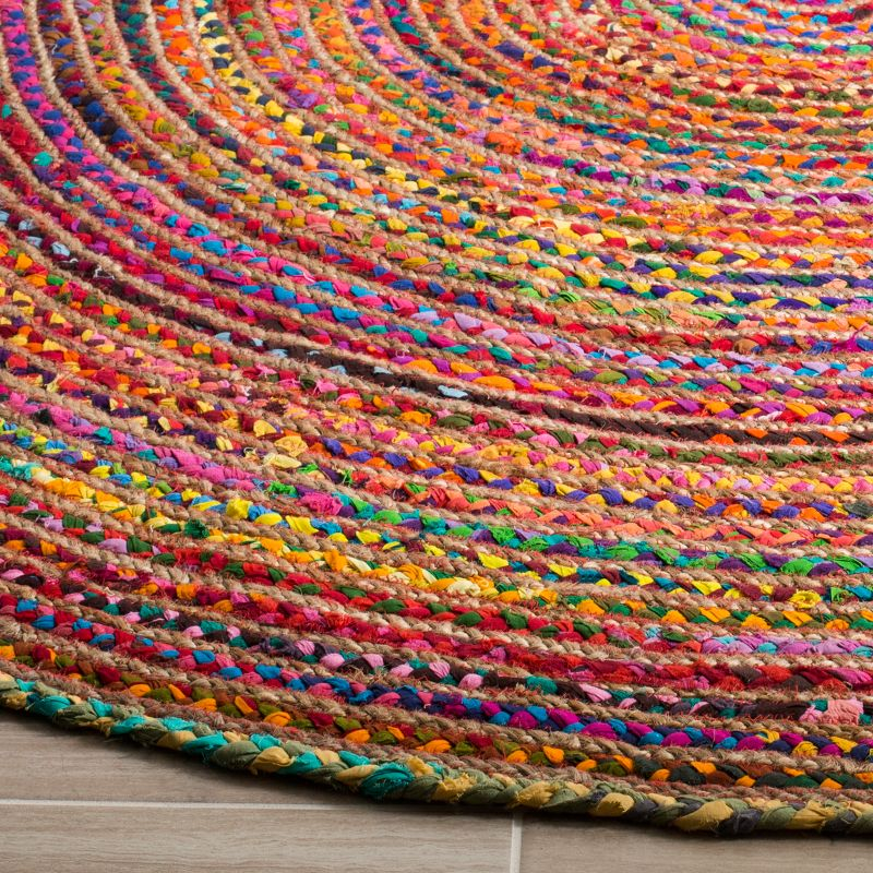 Cape Cod CAP202 Woven Indoor Area Rug - Red/Multi - 9'x9' Round - Safavieh