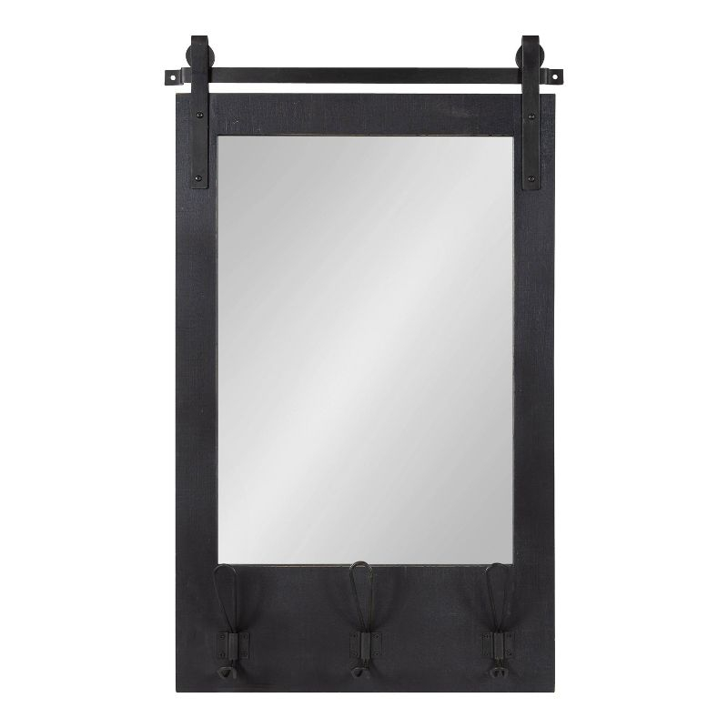 18" x 28" Cates Functional Wall Mirror Black - Kate & Laurel All Things Decor: Rustic Farmhouse, Wooden Frame, No Assembly Required
