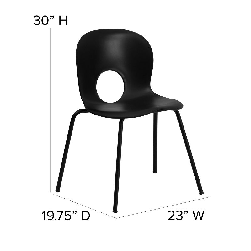 Emma and Oliver Designer Black Plastic Stack Chair with Black Frame