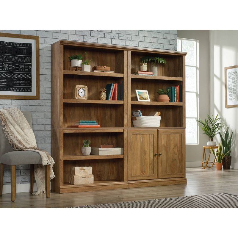 70" 5 Shelf Bookcase with Doors Yellow - Sauder: Sindoori Mango, Vertical Storage