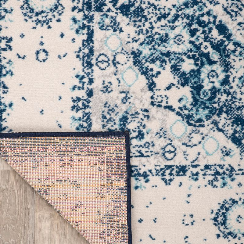 World Rug Gallery Vintage Oriental Distressed Medallion Blue 7'10" x 10' Area Rug