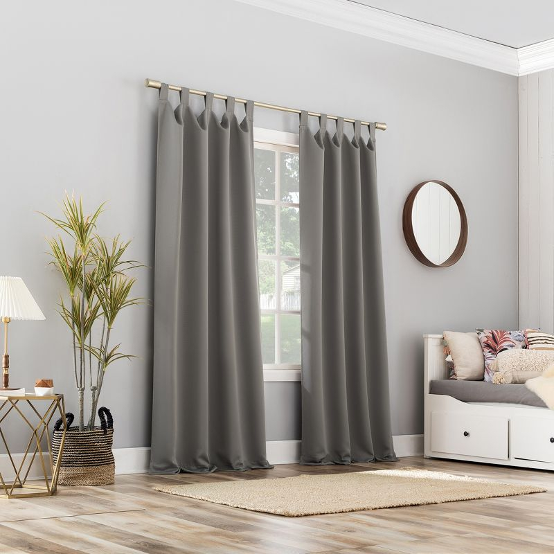 40"x95" Sun Zero Blackout Kenneth Energy Saving Tab Top Curtain Panel Gray: Thermal Insulated, Noise Reduction, Machine Washable