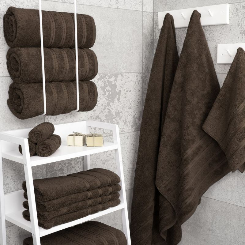 American Soft Linen 4 Pack Bath Towel Set, 100% Cotton, 27 inch by 54 inch Bath Towels for Bathroom, Brown