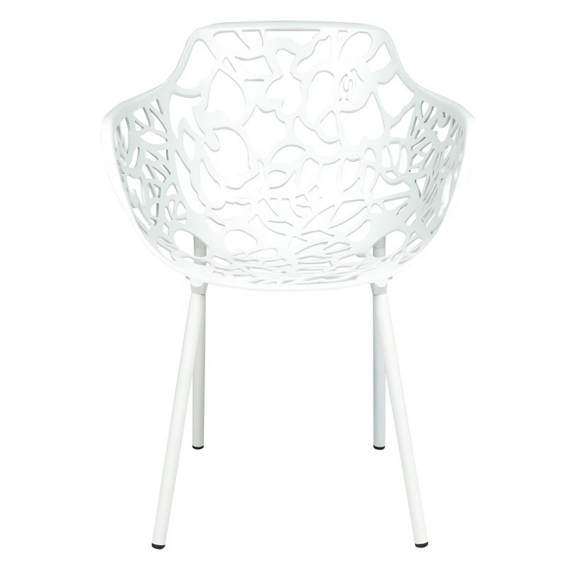 LeisureMod Devon Aluminum Stackable Outdoor Dining Armchair Set of 2, White