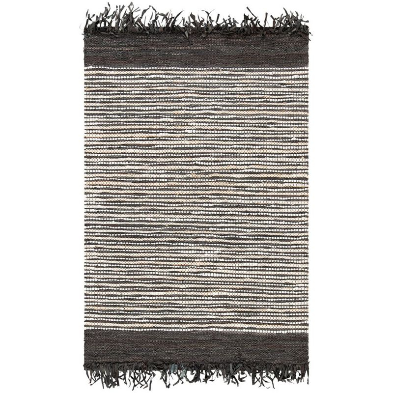 Vintage Leather VTL373 Hand Woven Indoor Area Rug - Dark Brown/Multi - 4'x6' - Safavieh.